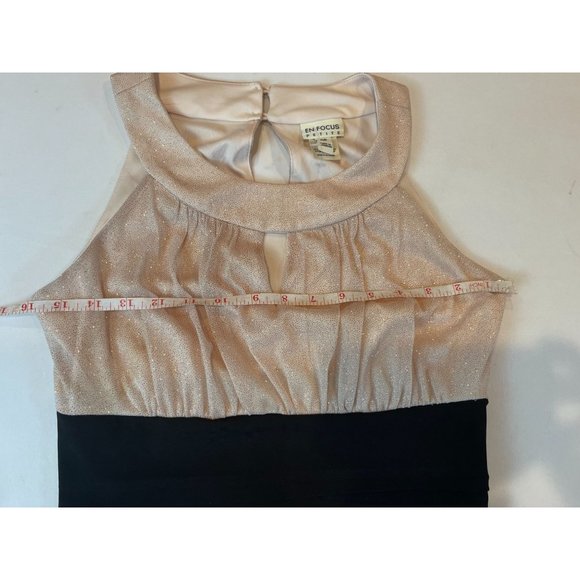 En Focus Womens Sheath Dress Layered Bottom 560021G Round Neck Black Peach SZ 6P - Picture 4 of 6